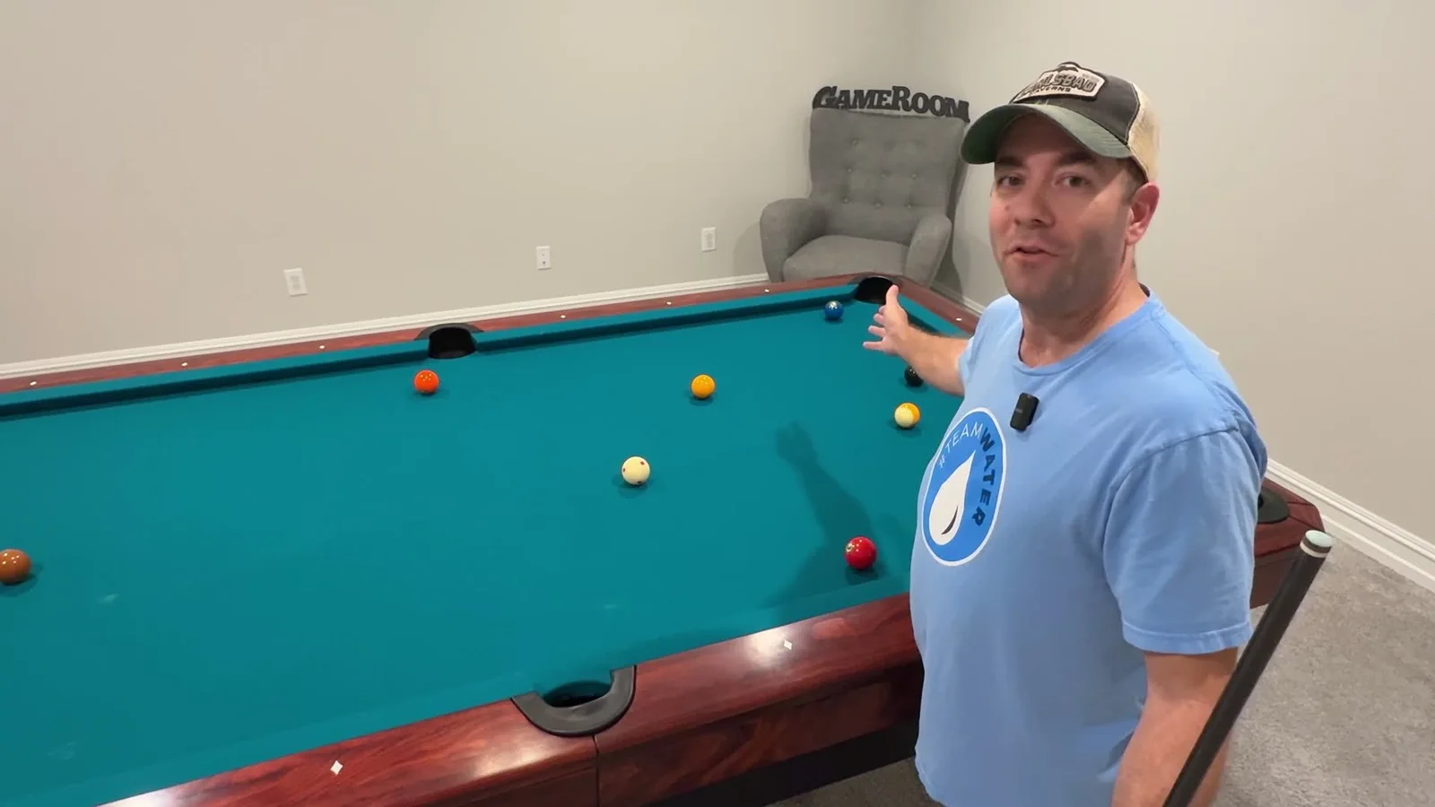Ray Ross demonstrating pool at his home table